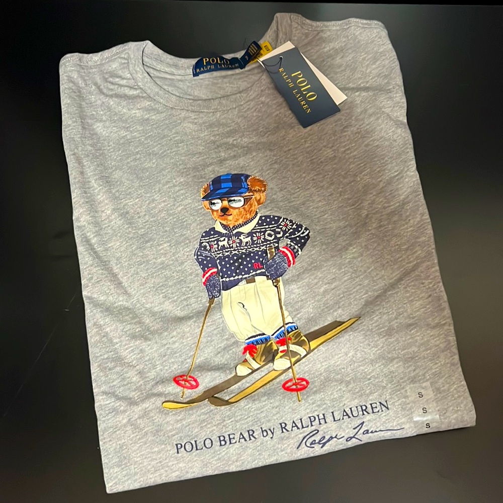 NEW Polo Ralph Lauren Grey Ski Alpine Bear T Shirt